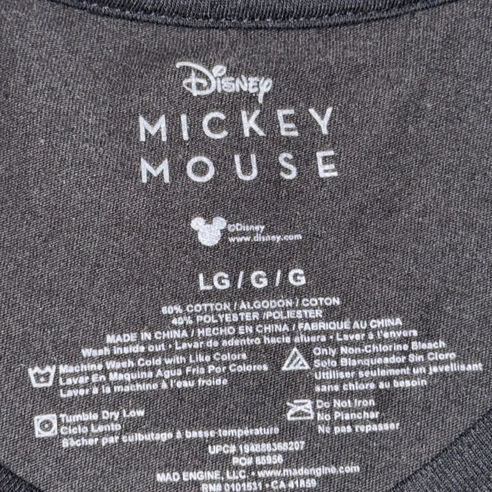 Disney Mickey Mouse black shortsleeve T-shirt mens neon DisneyLand DisneyWorld L - Picture 5 of 6